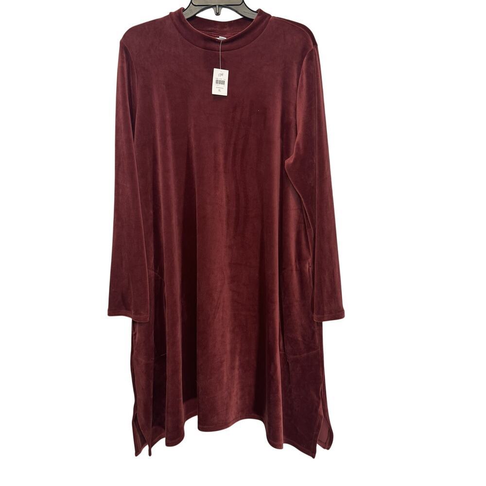 J. Jill Pure Jill Velour NWT long-sleeve shift dress - burgundy. Size XL